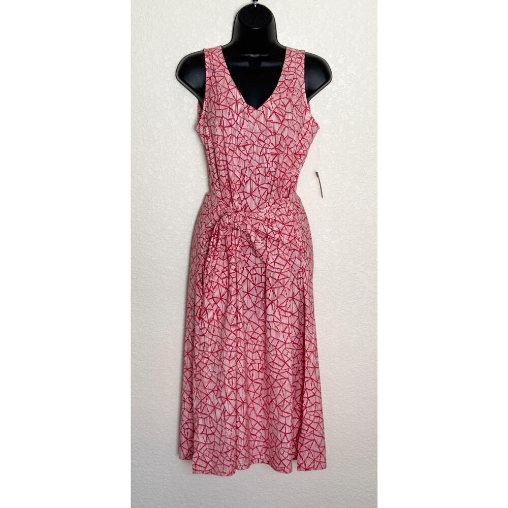TITLE NINE Round Trip Midi Dress Red Indio Print Resort Beach, XS NWT